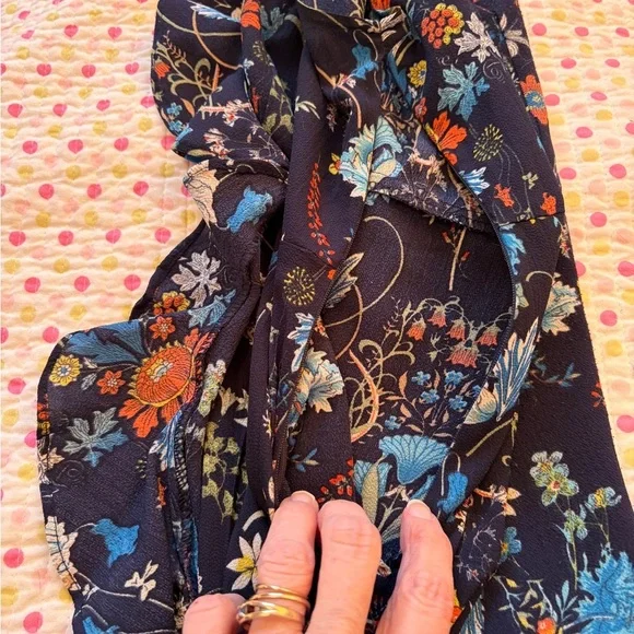 Papillon Ruffle Floral Print Dress-Size Large-Side Zipper - Picture 11 of 11